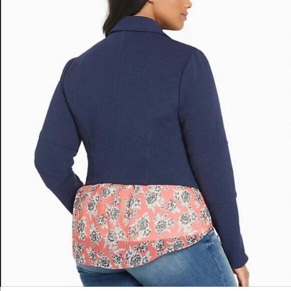 Torrid Blue Textured Full Zip Moto Jacket Women's Plus Size 1X - Picture 2 of 7